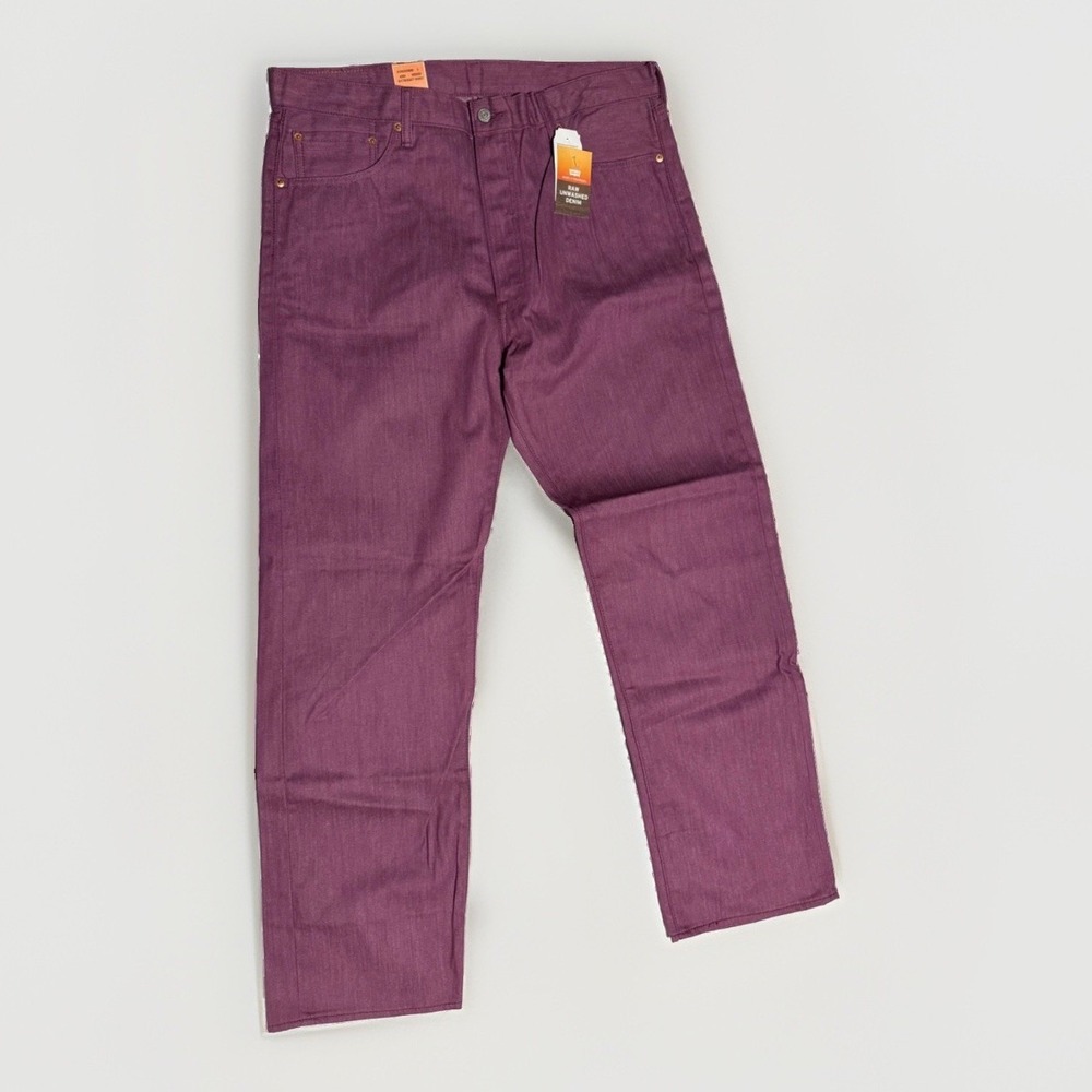 Levi's 501 Shrink-to-Fit Raw Denim Jeans Men's 38x32 Purple Button Fly NWT